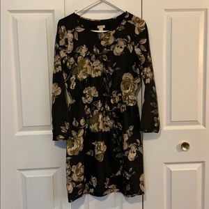 Jcrew floral knee length long sleeve dress